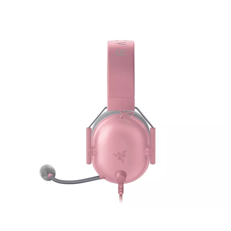 Headset Razer Juodashark V2 X laidinės binauralinės žaidimų ausinės, 3.5mm, virtualus 7.1, 32Ω, putplasčio ausų pagalvėlės, rožinė