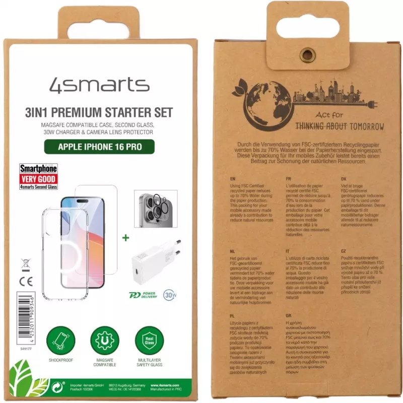 4smarts 3in1 Premium Starter Set mobiliojo telefono pradžios rinkinys Skaidrus Baltas