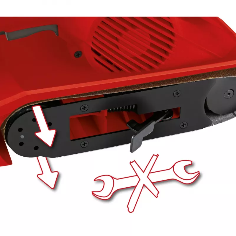 Juostinis šlifuoklis TC-BS 8038 (raudona/juoda, 800 W)