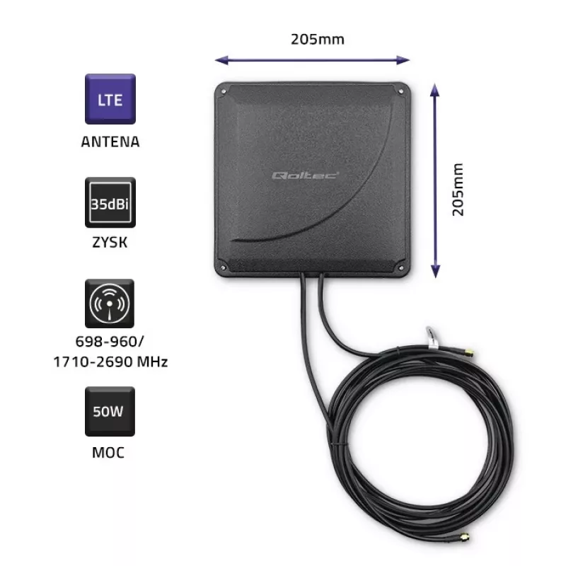 External 4G LTE Dual MIMO Antenna QOLTEC 57041 35 dBi 50 W