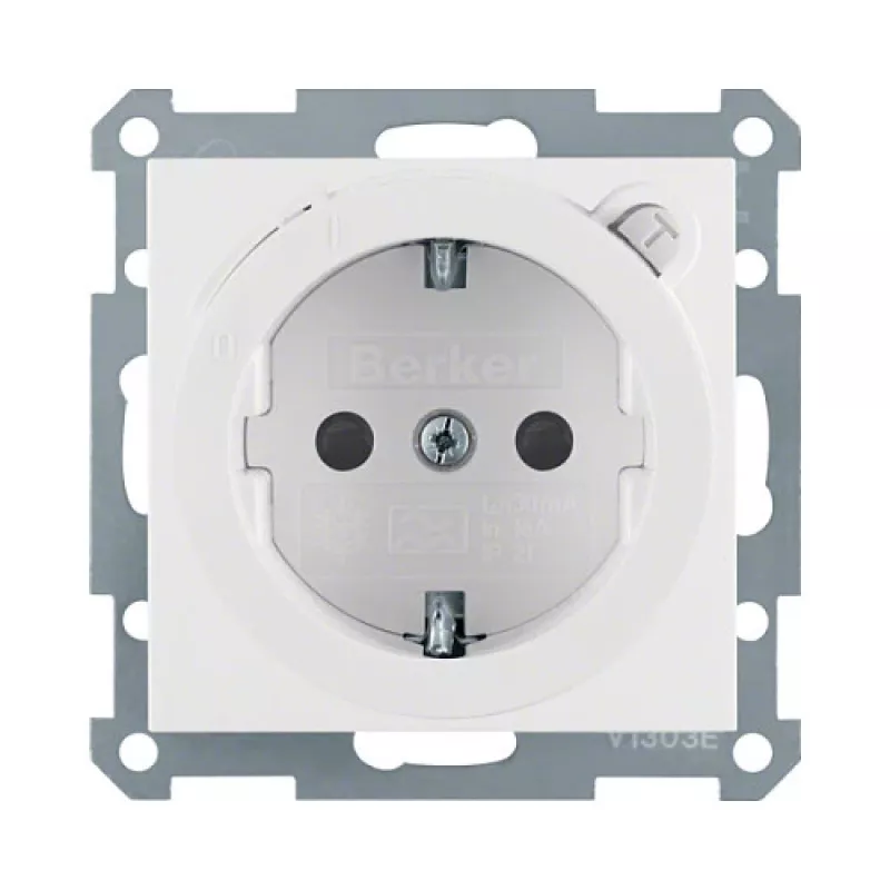 Lizdas Type F Berker 47088989, baltas, IP20, 250 V, 16 A, termoplastikas, gylis 32 mm