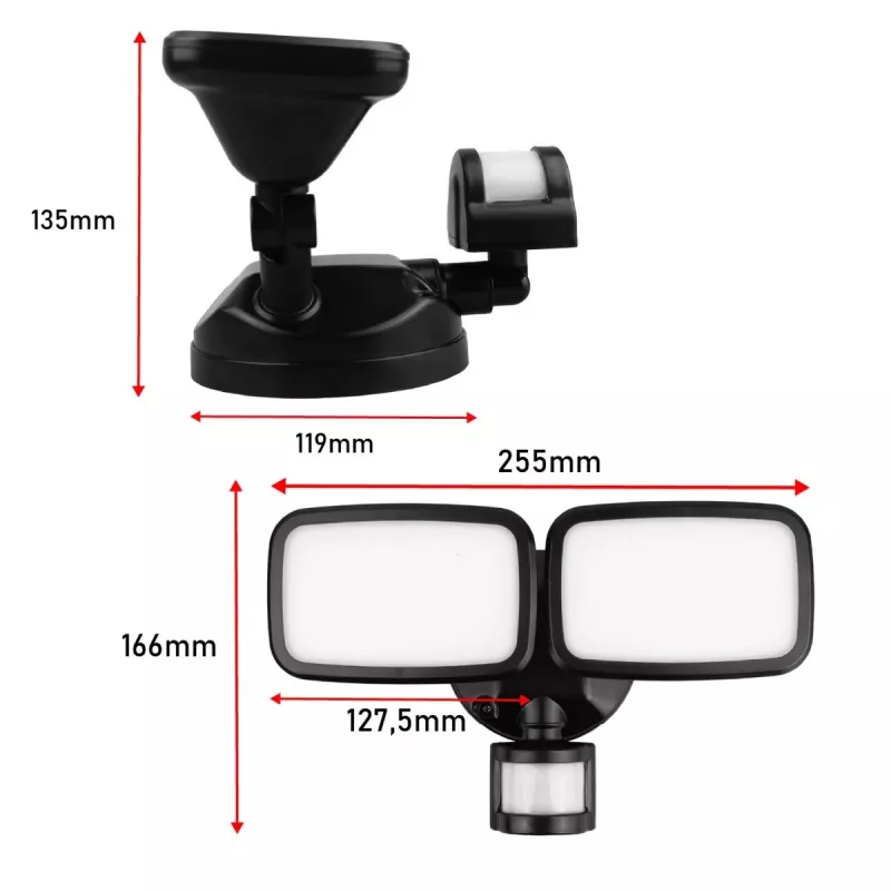 LED sieninis šviestuvas MACLEAN MCE524 su PIR judesio jutikliu, modelis MCE524 B