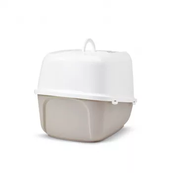Uždara kačių kraiko dėžė Savic Nestor Jumbo, plastikinė, 66,5×48,5×46,5 cm, kavos/baltos spalvos