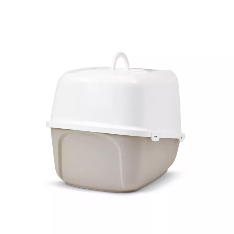 Uždara kačių kraiko dėžė Savic Nestor Jumbo, plastikinė, 66,5×48,5×46,5 cm, kavos/baltos spalvos