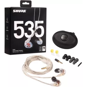 Shure SE535 ausinės laidinės į ausis įdedamos scenai/studijai permatomos