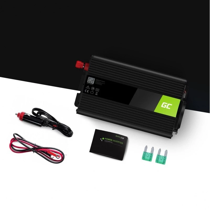 Automobilinis inverteris Green Cell INV01DE 300 W DC‑to‑AC, 12 V į 230 V, 1×USB, LED, aktyvus aušinimas