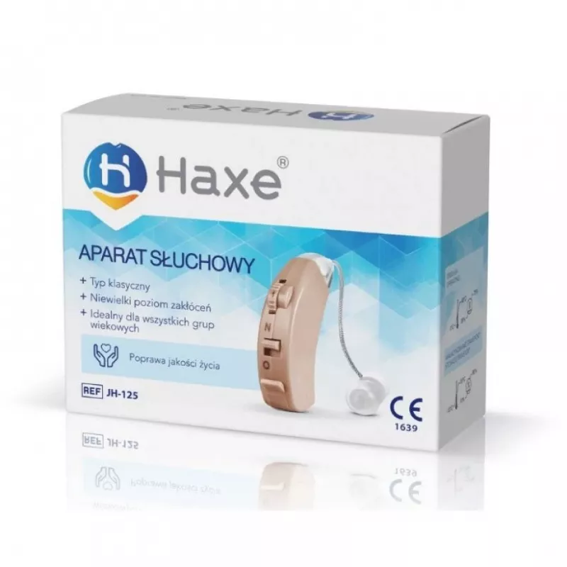 Ausinis klausos stiprintuvas Haxe JH-125, įkraunamas, smėlio spalvos, 4 garsumo lygiai, 45 dB stiprinimas