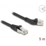 Tinklo kabelis DeLOCK RJ45 Cat.6A 45° kairėje kampuotas į tiesų 5 m juodas