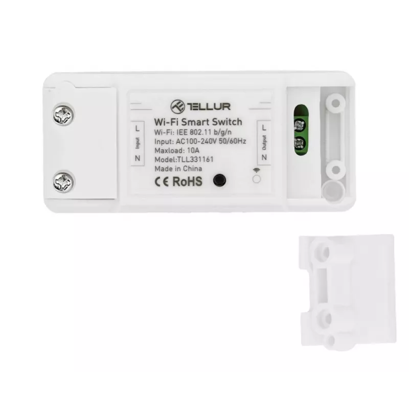 Inlinis WiFi jungiklis Tellur TLL331161 2200W — išmanioji inlinė relė lempoms ir prietaisams