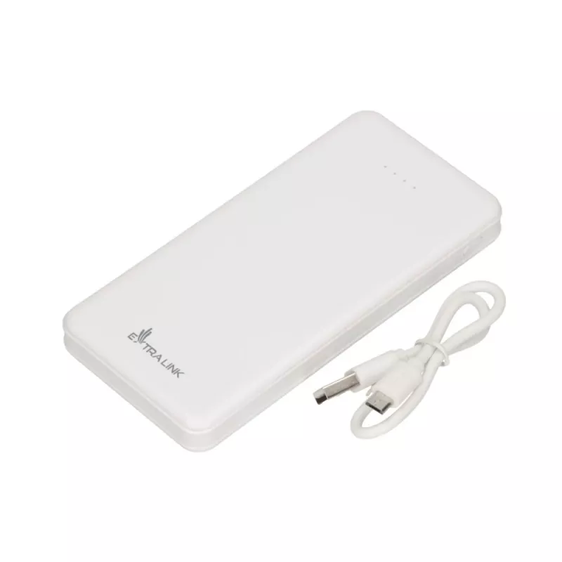 Išorinė baterija Extralink EPB-078W 10000 mAh balta, USB-C, 10 W išvestis, įkrauna iki 2 įrenginių