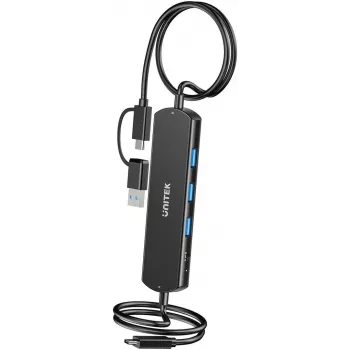 KVM Hub Unitek U1344ABK01 — 10 Gbps, perjungimas tarp 2 kompiuterių, 3× USB-A prievadai