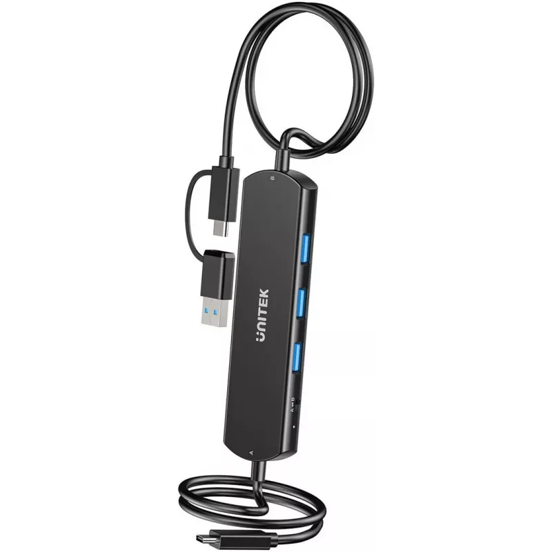 KVM Hub Unitek U1344ABK01 — 10 Gbps, perjungimas tarp 2 kompiuterių, 3× USB-A prievadai