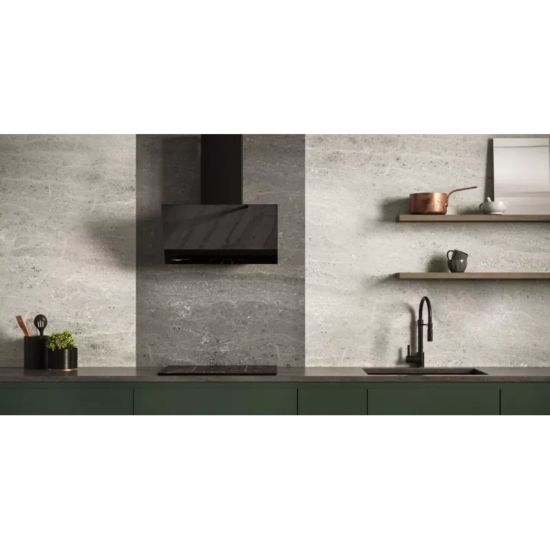 Sieninis kamininis gartraukis MAAN Vertical Glass 60 Juoda, stiklas/plienas, 595 mm, 135–320 m³/h, elektroninis valdymas