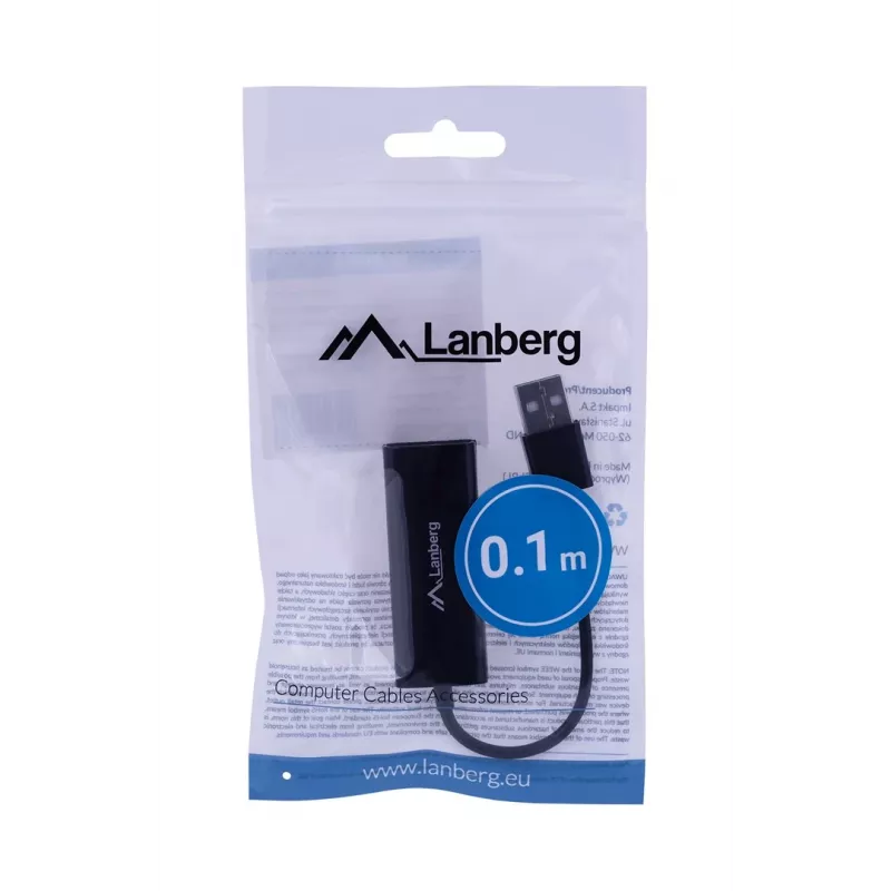 Tinklo sąsajos plokštė LANBERG NC-0100-01 USB 10 Gbit/s, karštas keitimas, kabelis 0,15 m, juoda