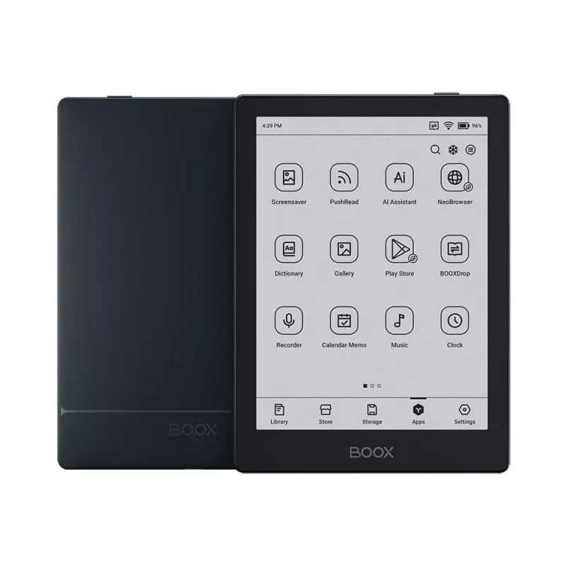 E. skaityklė Onyx Boox 6 colių (15,2 cm) su 1448×1072 E‑ink, 32 GB, 2 GB RAM, Android 11, dviejų juostų Wi‑Fi, Bluetooth 5.0, MicroSD, USB‑C, juoda