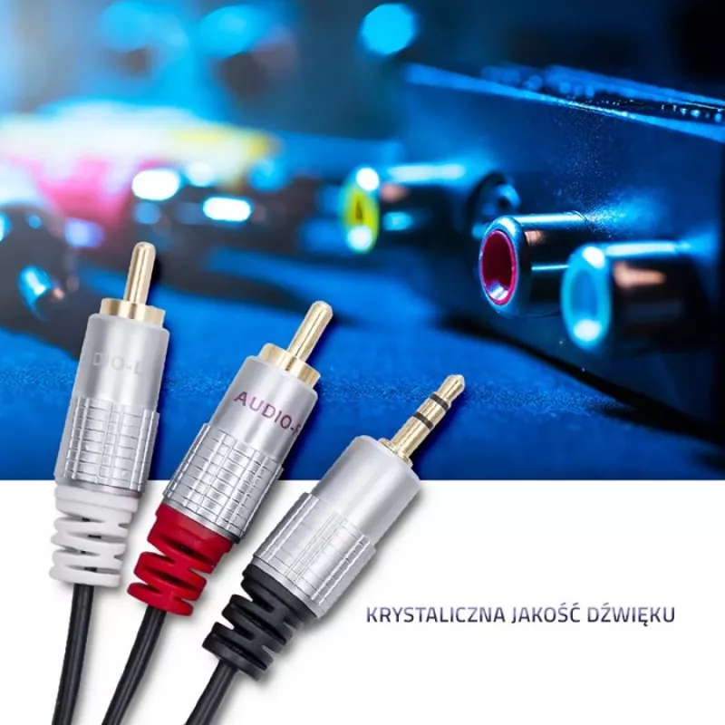 Garso kabelis Qoltec 52339 1 m 2xRCA 3,5 mm Juodas