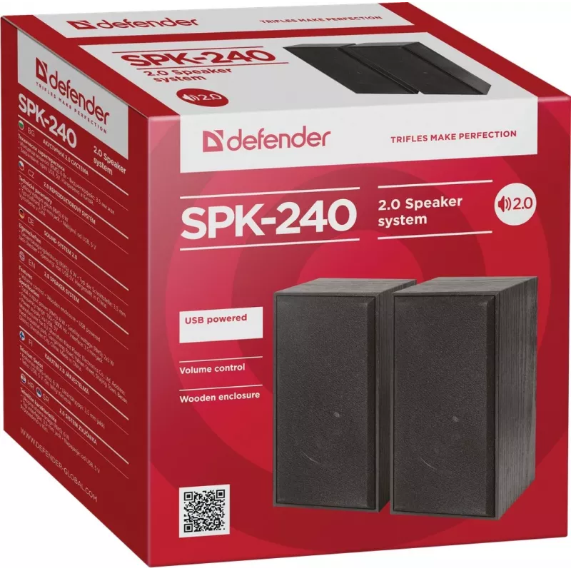 DEFENDER SPK-240 laidinės stalinės kolonėlės, 2.0, 6 W RMS, maitinamos USB, 3,5 mm, juodos