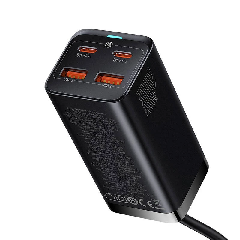 Baseus GaN3 100/ 65W stalinis įkroviklis greitasis įkrovimas QC 3.04.0 USB C Type C telefono įkroviklis skirtas IPhone15 Huawei Xiaomi MacBook nešiojamam kompiuteriui