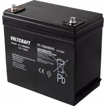 Voltcraft VC-12668695 VC-16623025 Bleiakku 12 V 55 Ah Blei-Vlies (AGM) (P x A x G) 239 x 205 x 132 mm Wartungsfrei, Ger (VC-16623025)