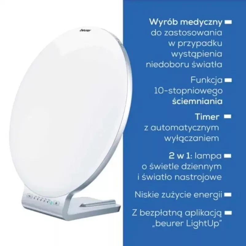 Šviesos terapijos lempa Beurer TL100 — 10 000 liuksų intensyvumas, energiją taupanti konstrukcija