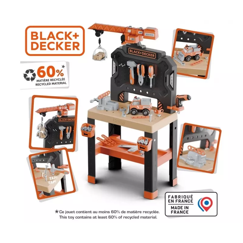 Vaikų dirbtuvių žaislas SMOBY Bricolo Builder 7600360741 - Statybinių įrankių rinkinys vaidmenų žaidimams