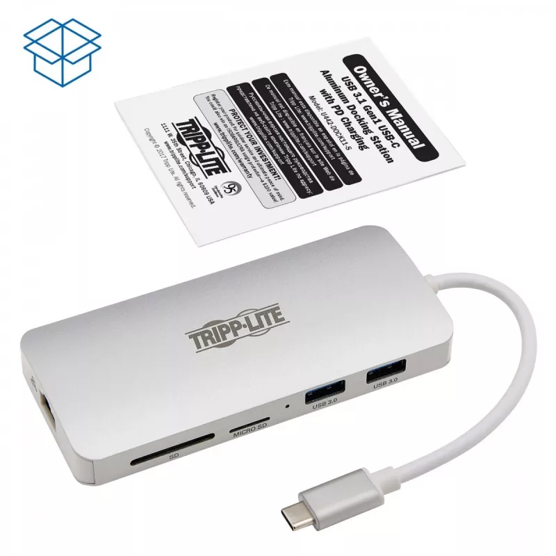 USB-C dokas - 4K HDMI, USB 3.2 Gen 1, USB-A/C šakotuvas, GbE, atminties kortelė, 60W PD įkrovimas