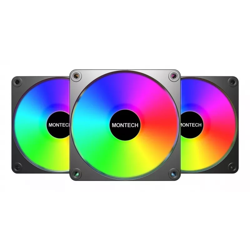 Montech GF120 V2 ARGB kompiuterio korpuso ventiliatoriaus modulis 12 cm juodas 3 vnt.