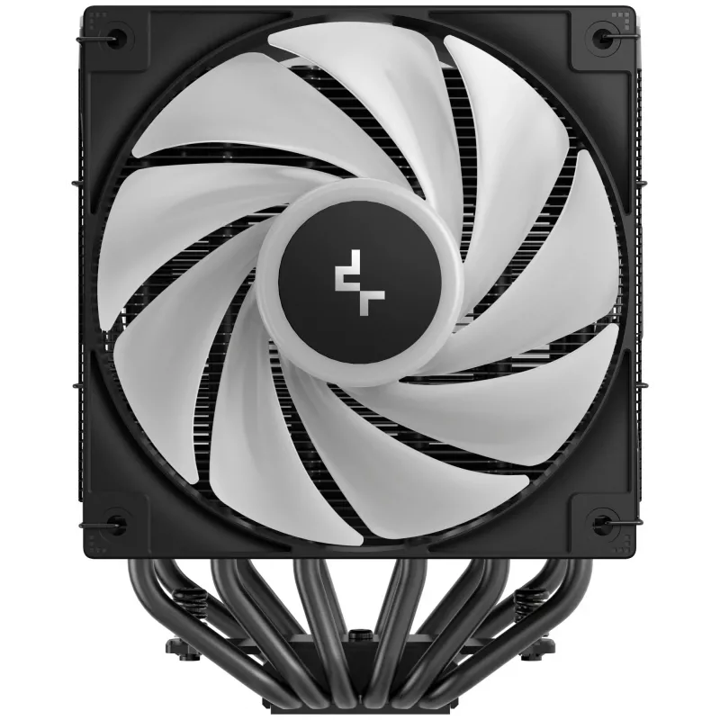 Oro aušintuvas DeepCool AG620 BK ARGB V2 — 120 mm dvigubas ventiliatorius, 6 šilumos vamzdeliai, LGA 1700/AM4/AM5 palaikymas, juodas