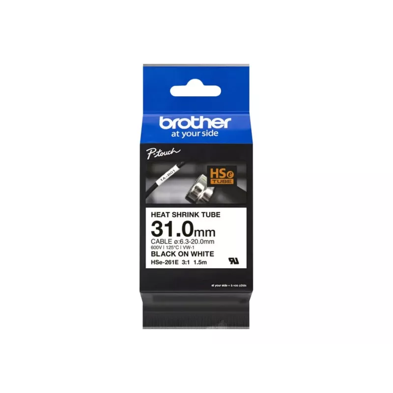 Spausdintuvo juostelė Brother HSe-261E juoda 3,1 cm x 1,5 m