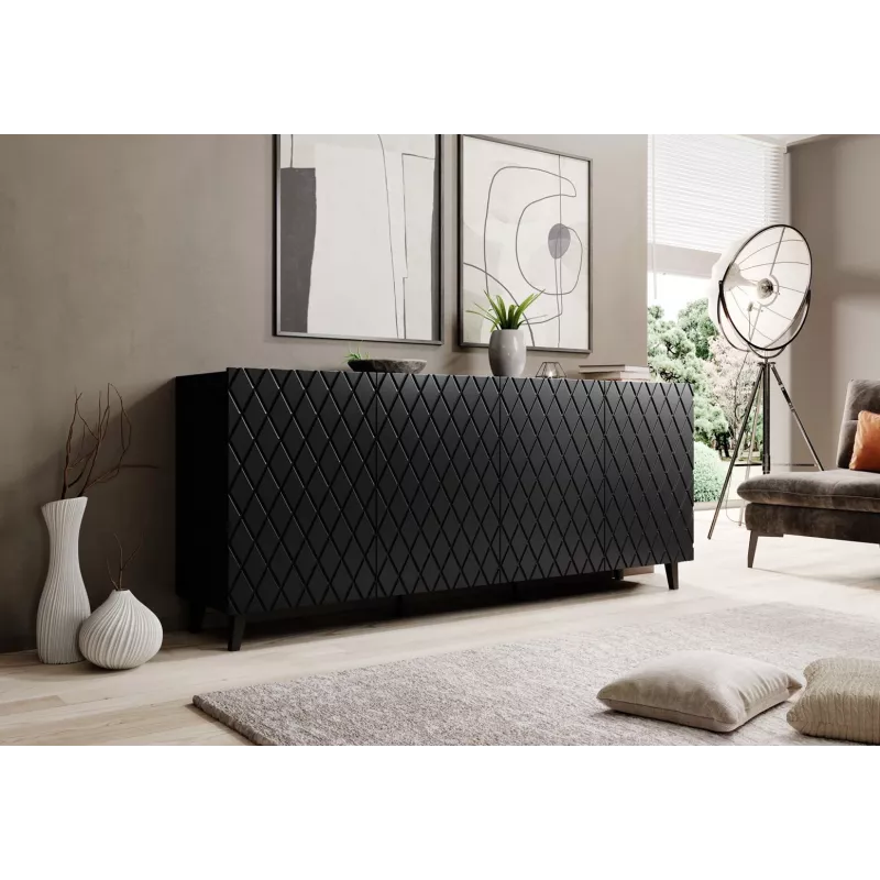 ASTI komoda 200x42x82 juodas matinis