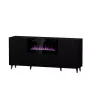 Komoda su elektriniu židiniu Cama Meble PAFOS 180x42x82 cm matinė juoda, 3 durys, 2 lentynos, 1400–1600 W