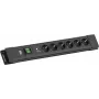Kištukinis lizdas Bachmann CONNECTUS su 6×CEE 7/3, 1×SPD-Plus apsauga nuo viršįtampių, 1×jungikliu, 2,0 m laidu, juodas
