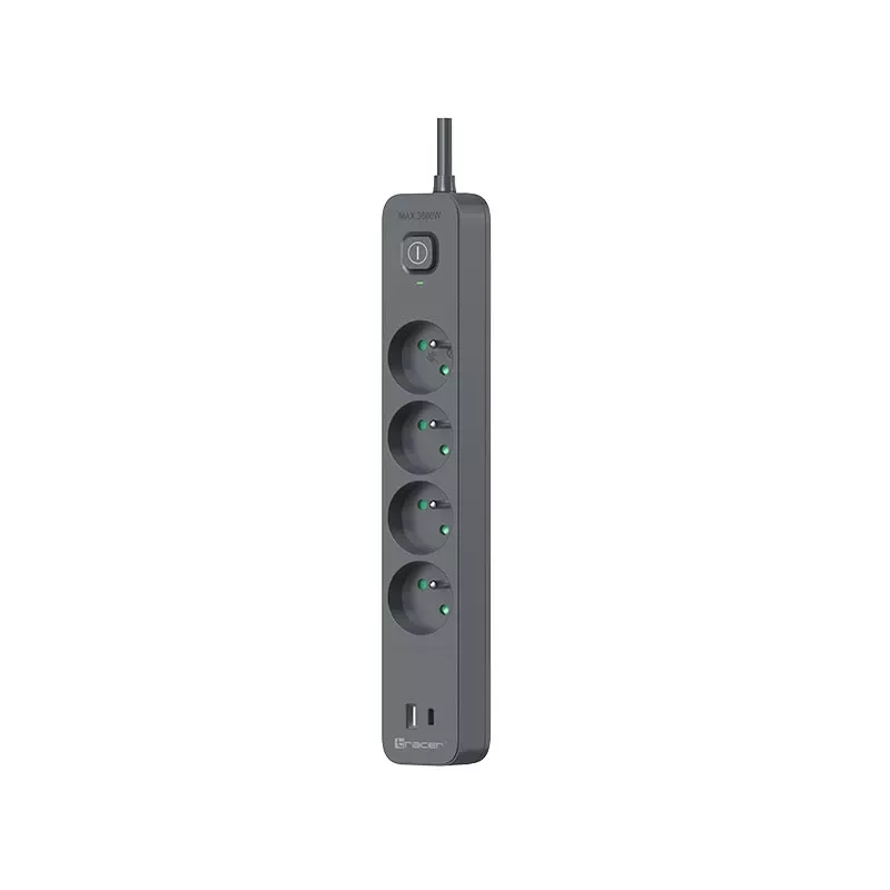 Šakotuvas TRACER TRALIS47026 su 1,5 m kabeliu, 4 USB prievadais ir PD 18W