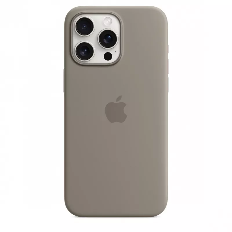 Silikoninis dėklas su „MagSafe“, skirtas „iPhone 15 Pro Max“ – molio spalvos