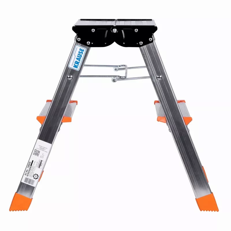 Sulankstomos kopėčios Krause Treppy Sidabrinė 130020 — aliuminio, 2 pakopos, 150 kg talpa, sulenktos 55×20 cm, svoris 2 kg