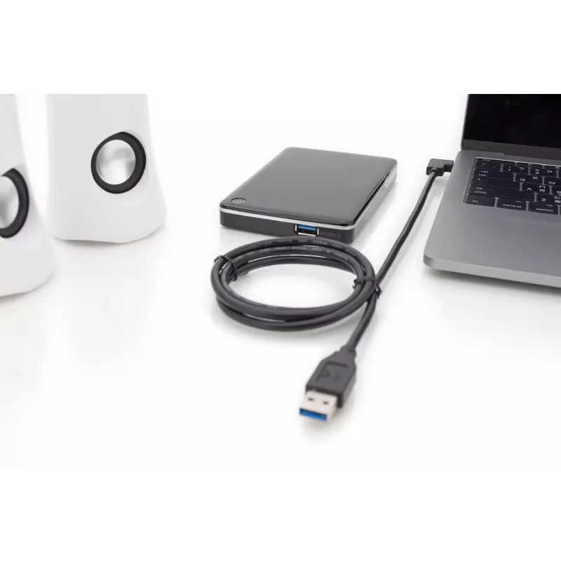 Digitus ASSMANN - USB laidas - USB-C (M) kampuotas į USB Type A (M) tiesus - USB 3.1 Gen2 - 3 A - 1 m - formuotas - juodas (AK-300147-010-S)