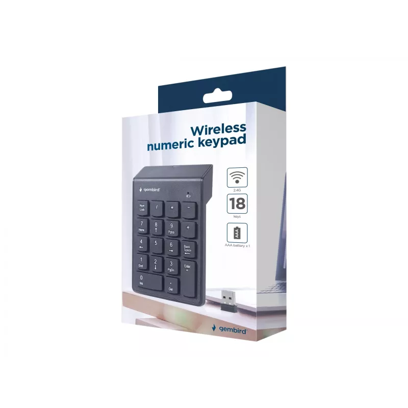 Gembird KPD-W-02 skaitmeninis klaviatūros blokas nešiojamam/ asmeniniam kompiuteriui Bluetooth juodas