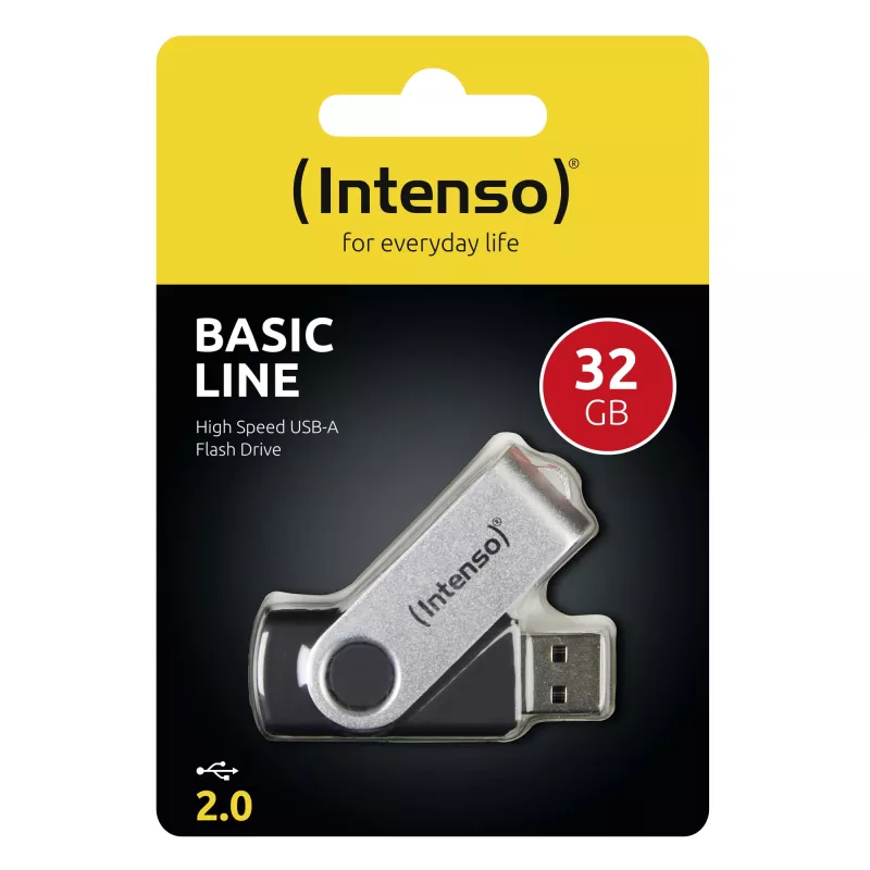 Intenso Basic Line USB atmintinė 32 GB USB Type-A 2.0 juoda sidabrinė