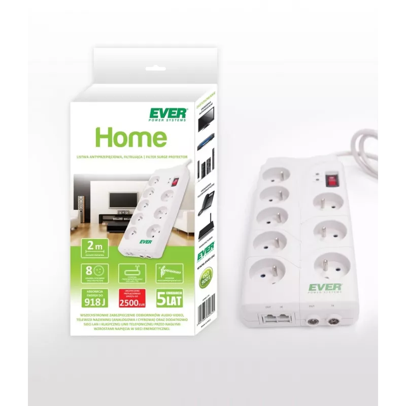 Apsaugos nuo viršįtampių įrenginys Home 2m 8 lizdai
