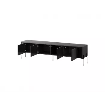 TV spintelė cama meble VERA 190x40x50 cm — matinio juodo viršaus ir rėmo