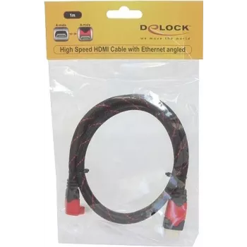 HDMI kabelis DeLOCK 1m HDMI Type A Standard juodos, raudonos spalvos