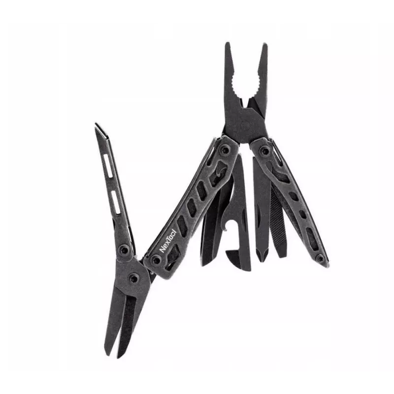 Multitool Nextool Mini FLAGSHIP NE20122 — 10 funkcijų kompaktiškas nerūdijančio plieno daugiafunkcis įrankis, juodas, 67×27×17 mm, 83 g