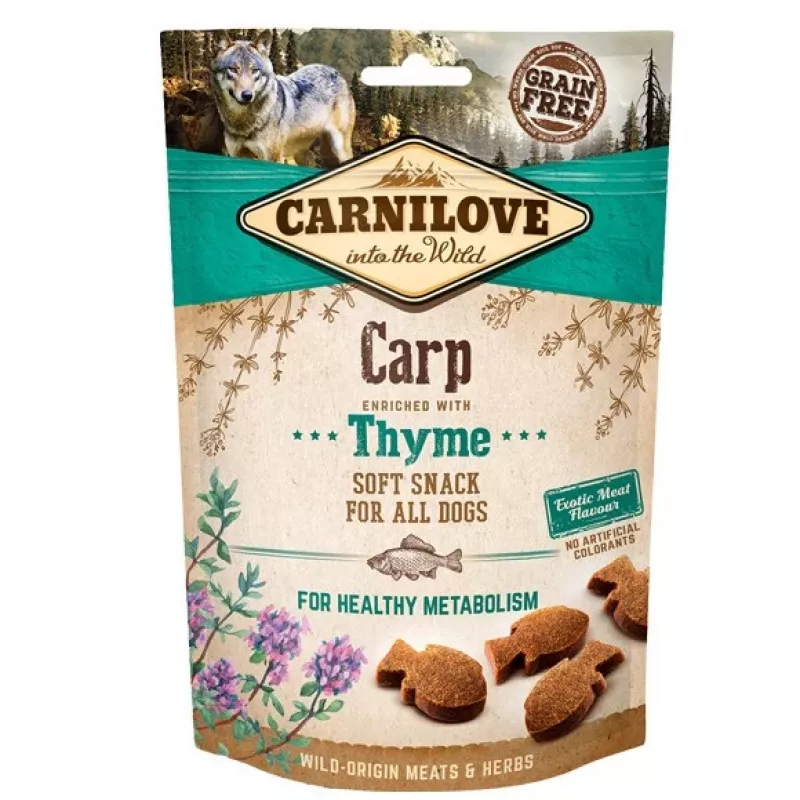 CARNILOVE minkštas karpio ir čiobrelio skanėstas šunims - 200 g