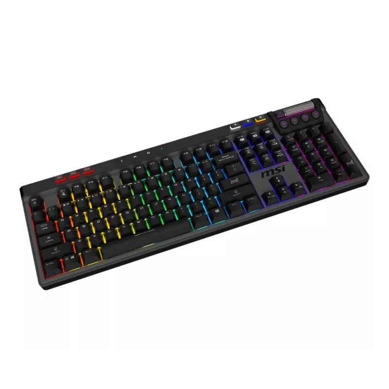 Mechaninė žaidimų klaviatūra MSI Strike Pro W Silent US išdėstymas RGB apšvietimas, laidinė, taktiliniai tylūs jungikliai