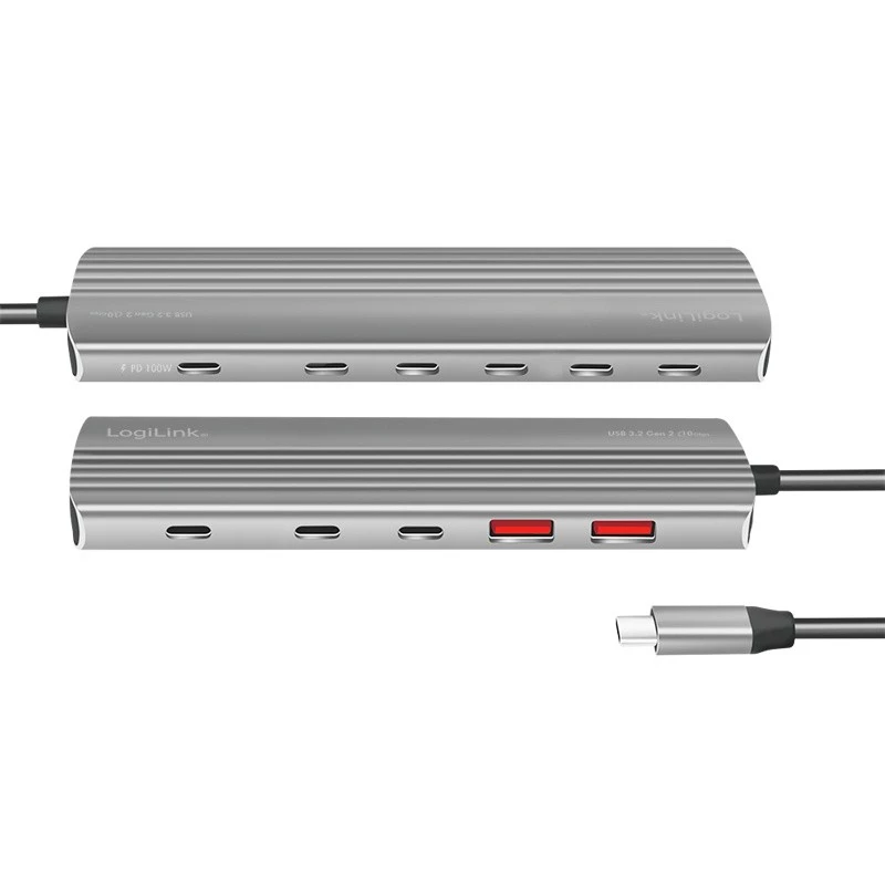 LogiLink USB 3.2 Gen2 šakotuvas 4+1 prievadų 2x USB-A 2x USB-C PD 100W aliuminis