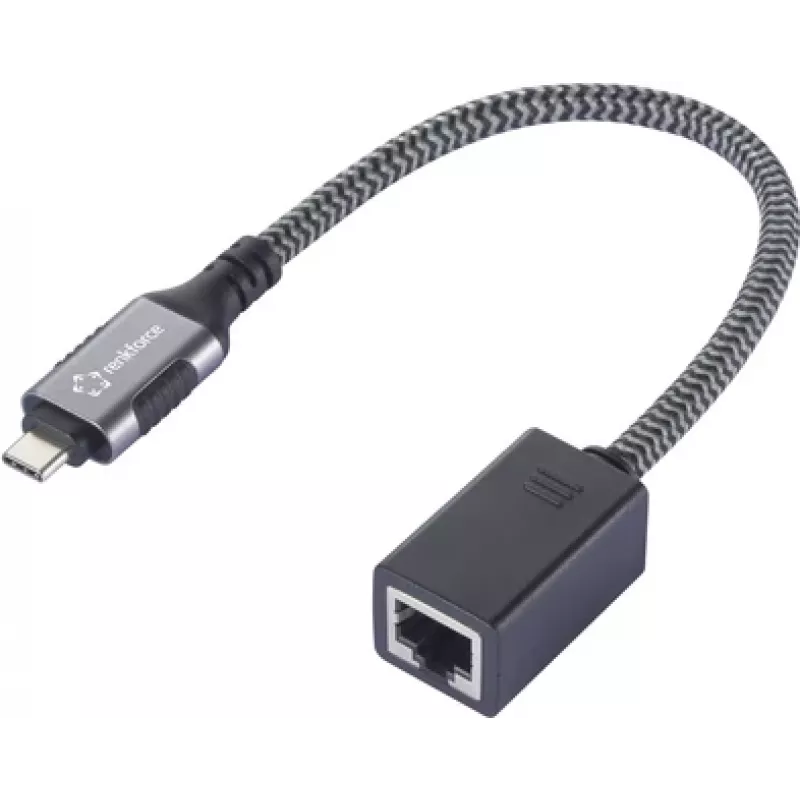 Renkforce USB-C į Gigabit Ethernet Mini Adapteris Juodos spalvos Tinklo adapteris USB-A USB 3.2 (RF-6410612)