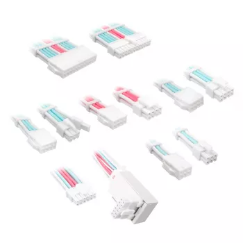 Laido / adapterio rinkinys Kolink Core Pro 12V-2x6 Type 2 pintas ilgintuvas — Brilliant White/Neon Blue/Pure