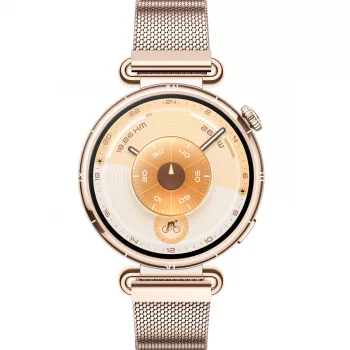 Išmanusis laikrodis HUAWEI WATCH GT6 1,32 colio AMOLED, 41 mm, nerūdijantis plienas, auksinis, milanese apyrankė, IP69, 14 dienų baterija