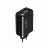 Įkroviklis CANYON OnCharge 65RC su integruotu USB-C laidu, 65W, 1x PD, 1x QC, ES kištukas, juodas