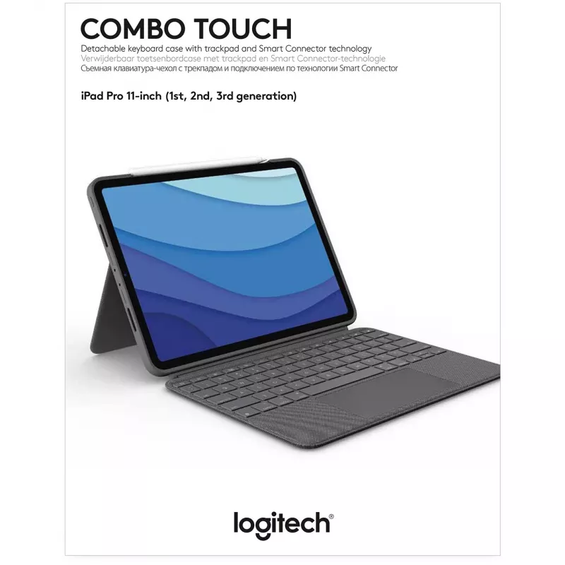 Dėklas su klaviatūra Combo Touch US iPad Pro 11 1,2,3 Gen pilkas